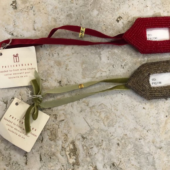 POTTERY BARN Red Beaded Clear Grape Gift Tag Wine Choker Decor New With Tags - Picture 2 of 2